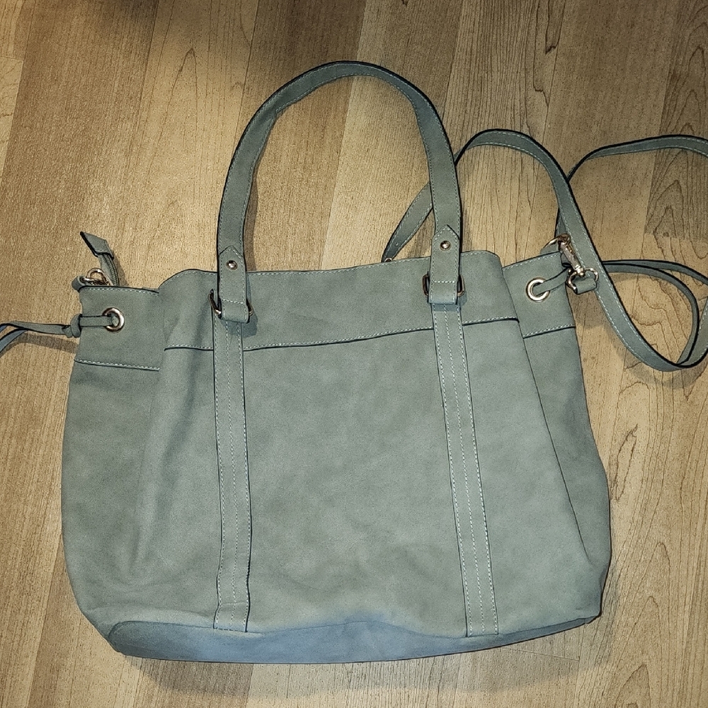 Amazon Essentials Gray Shoulder Bag with Suede Texture